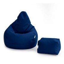 Loft 25 - Pouf de jeu avec repose-pieds pour salon, pouf d'extérieur à dossier haut pour adultes avec repose-pieds, poufs résistants à l'eau avec