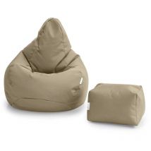 Loft 25 - Pouf de jeu avec repose-pieds pour salon, pouf d'extérieur à dossier haut pour adultes avec repose-pieds, poufs résistants à l'eau avec
