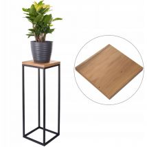 Loft - Blumenständer, Ständer, 70 cm, Metall, Eichenbrett, Echtholz und Stahl