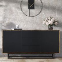 Creative Furniture - Vista Sideboard - Rustic with Black Matt Doors - 140cm