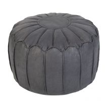 Loft 25 - Loft25 Redondo de Cuero Puff Pouf Taburete Puf Reposapiés para Interior - Negro