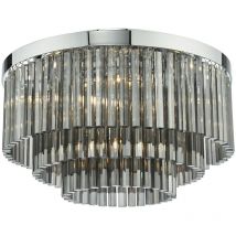 Logan Plafón 5 luces Cromo Pulido Cristal Ahumado