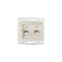 Double Prise Réseau Ethernet RJ45 CAT5e Encastrable logi Crème