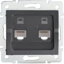 Double Prise Réseau Ethernet RJ45 CAT5e Encastrable logi Graphite