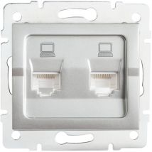 Double Prise Réseau Ethernet RJ45 CAT5e Encastrable LOGI Argent