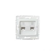 Double Prise Réseau Ethernet RJ45 CAT6 Encastrable logi Blanc