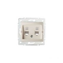 Double Prise Réseau Ethernet RJ45 CAT6 Encastrable logi Crème