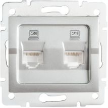 Kanlux - Double Prise Réseau Ethernet RJ45 CAT6 Encastrable logi Argent