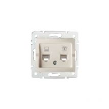 Prise RJ45 CAT5e + RJ11 Encastrable LOGI Crème