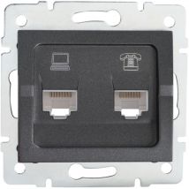 Prise RJ45 CAT5e + RJ11 Encastrable logi Graphite