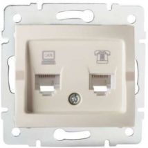 Prise RJ45 CAT6 + RJ11 Encastrable logi Crème