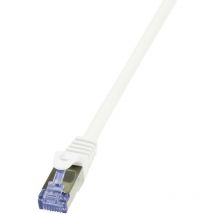CQ4031S RJ45 Câble réseau, câble patch cat 6a s/ftp 1.00 m blanc contacts dorés, ignifuge, avec cliquet d'encastrement 1 pc(s) Y198271 - Logilink
