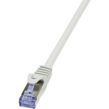 CQ3092S RJ45 Câble réseau, câble patch cat 6a s/ftp 10.00 m gris ignifuge, avec cliquet d'encastrement 1 pc(s) - Logilink