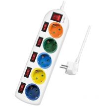 Logilink - Steckdosenleiste 5-fach 5xCEE 7/3 m. 6Schalter bunt (LPS258)