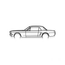 Shape Paris - silhouette de voiture - mustang coupé détaillée - 1966 - décoration murale en métal - 120cm - Silhouette de voiture, Œuvre d'Art