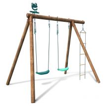 Balançoire en bois traité 3 agrès Tonka