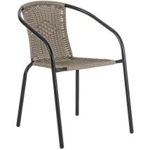 Lolahome - Sillas Jardín Exterior. Sillon Ratan Gris y Acero con epoxi Anticorrosión. Apilables. Cómodas y Resistentes. Balcón, Terraza o Jardín.