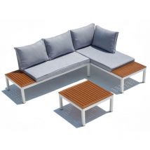 Lolea - Salon de jardin aluminium et acier Blanc & Gris