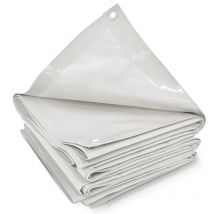 Jago - Lona Impermeable Exterior - 4x3 m, Ojales, Resistente a Altas Temperaturas y Rayos uv, pvc, Poliéster, Blanco - Cubre Piscina, Suelo Camping,