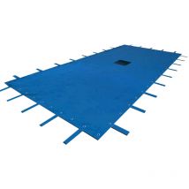 Terre Jardin - Cubierta rectangular de invierno para piscina - Anti-UV - 140 g/m² - red de drenaje central y ojales incluidos Azul 10 x 5
