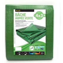 TERRE JARDIN - Lona reforzada verde 160 g/m2 recortable Verde 3 x 4