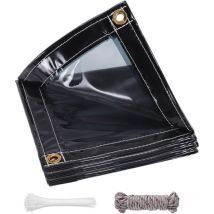 Lona transparente con ojales, 420 g/m², pvc, protección contra la intemperie (gris transparente, 3 × 6 m)