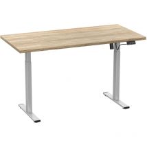 Ebuy24 - LonaE bureau fonction de montée et descente électrique 140x80x71-120cm chêne décor, couleur argent.