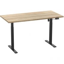LonaE Schreibtisch elektrische Höhenverstellfunktion 140x50x71-120cm Eiche dekor, schwarz.