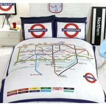 Rapport Home - London Undgerground Tube Duvet Cover & Pillowcases Bedding Set - King - Multicoloured