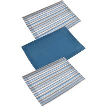 Loneta 3 piezas azul hilo teñido raya cm50x70