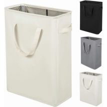 Long Panier à linge pliable avec poignées 45 l Beige