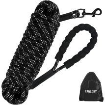 Longe pour Chien 5m, Long Laisse Chien Corde avec Poigne Rembourre pour Chiens de Petites Grandes Taille, Noir