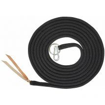 Longia soft control 6,78 m in nylon 14mm con moschettone e punta in cuoio: Taglia unica, Nero