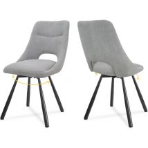 Longtoo - Dining Chairs Set of 2, 180° Swivel Kitchen Chairs, Ergonomic Upholstered Chair with Metal Legs, Grey