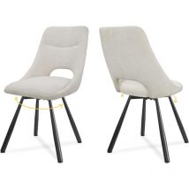 Longtoo - Dining Chairs Set of 2, 180° Swivel Kitchen Chairs, Ergonomic Upholstered Chair with Metal Legs, Beige