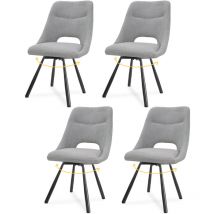 Longtoo - Dining Chairs Set of 4, 180° Swivel Kitchen Chairs, Ergonomic Upholstered Chair with Metal Legs, Grey