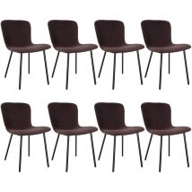 Longtoo - Dining Chairs Set of 8, Chairs Made of Teddy Fleece and Black Lacquered Metal Legs,Brown