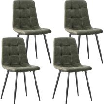 Longtoo - Dining Chairs Set of 4, Technical Cloth Kitchen Chairs, Upholstered Chair with Metal Base, Green