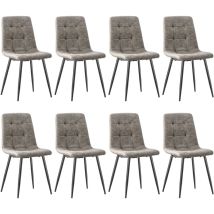 Longtoo - Dining Chairs Set of 8, Technical Cloth Kitchen Chairs, Upholstered Chair with Metal Base, Taupe