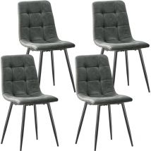 Longtoo - Dining Chairs Set of 4, Technical Cloth Kitchen Chairs, Upholstered Chair with Metal Base, Dark grey