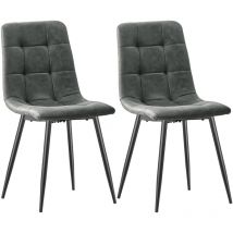 Longtoo - Dining Chairs Set of 2, Technical Cloth Kitchen Chairs, Upholstered Chair with Metal Base, Dark grey