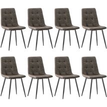 Longtoo - Dining Chairs Set of 6, Technical Cloth Kitchen Chairs, Upholstered Chair with Metal Base, Brown