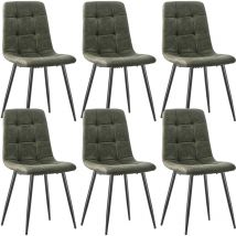 Longtoo - Dining Chairs Set of 6, Technical Cloth Kitchen Chairs, Upholstered Chair with Metal Base, Green