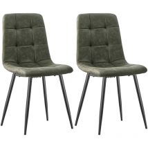 Longtoo - Dining Chairs Set of 2, Technical Cloth Kitchen Chairs, Upholstered Chair with Metal Base, Green