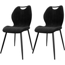 Longtoo - Set of 2 Dining Chairs, Fabric Kitchen Chairs with Upholstered Seat Backrest and Sturdy Black Metal Legs, Black