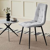 Longtoo - Set of 8 Linen Upholstered Dining Chairs with High Back and Modern Design - Grey