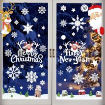 Longziming - 8 NoëL Autocollants NoëL Fenetre Stickers Décoration, Flocon Renne Autocollants Amovibles Père Noël Réutilisable Statique diy
