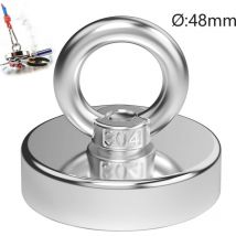 Puissant aimant neodyme diamètre 48 mm 75KG force de traction pour l'industrie et la science, pêche magnétique