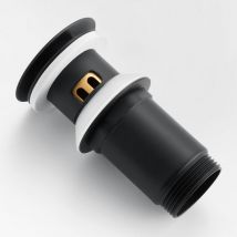 Lonheo - Universal Ablaufgarnitur Edelstahl Pop-Up Ventil 1 1/4 Zoll mit Überlauf Abflussgarnitur für Waschtisch/Waschbecken, Matt Schwarz