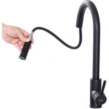 Lonheo - Grifo Cocina Extraíble, 360° Giratorio Fregadero de Cocina, Grifo de Fregadero Monomando con 2 Modes de salidas de agua, Negro Matto